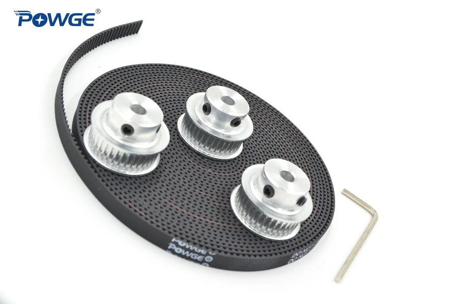 

POWGE 3pcs 36 teeth GT2 Synchronous Pulley Bore 5mm 6.35mm 8mm + 5Meters width 9mm GT2 open Timing Belt 2GT pulley 36Teeth 36T