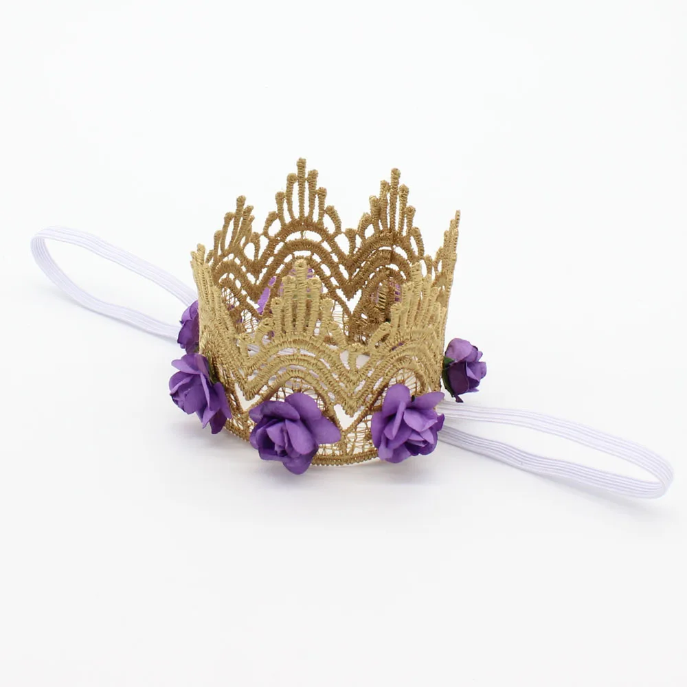 Винтажная Кружевная повязка на голову Золотая для девушек с цветами принцессы