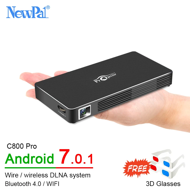 3D DLP проектор C800 Pro мини c WiFi Android 7 0 Full HD для домашнего кинотеатра с 4100 mAh Батарея