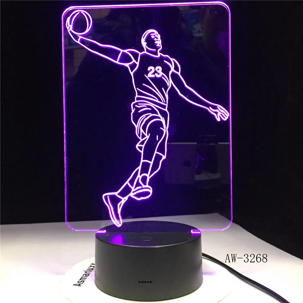 LeBron 23 баскетбольная форма светодиодный ночник 3D спортивная настольная лампа освещение Детская комната Декор Luminaria подарок Прямая поставка AW-3268