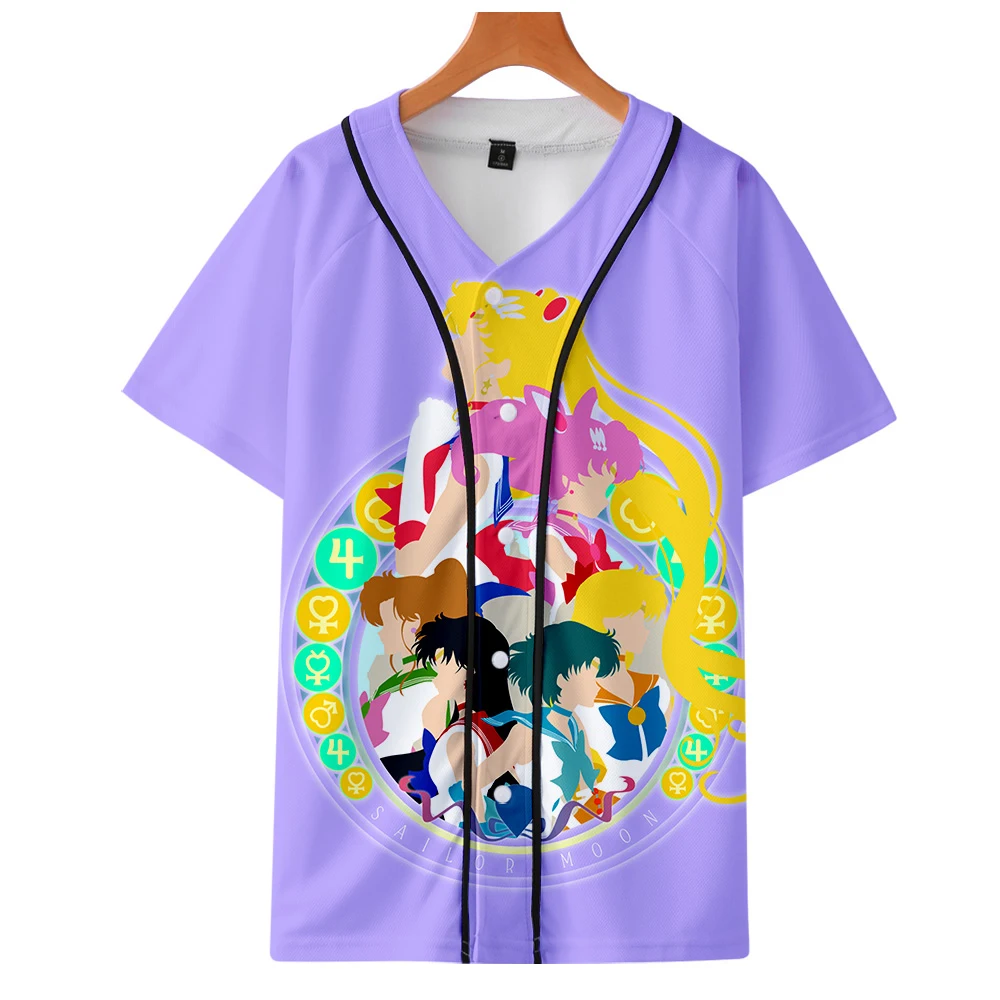 Аниме Сейлор Мун бейсбол с короткими рукавами и 3D принтом Реалистичный Черный