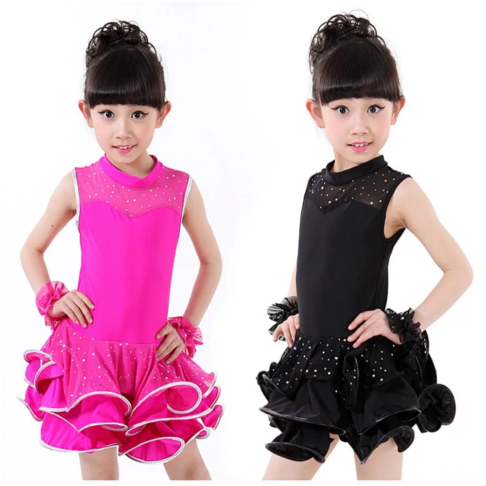 Summer Fashion Girls Kids Children Performance Stage Sleeveless Dancewear Ballroom Latin Salsa Dance Dresses Dress Vestido S3011 | Детская