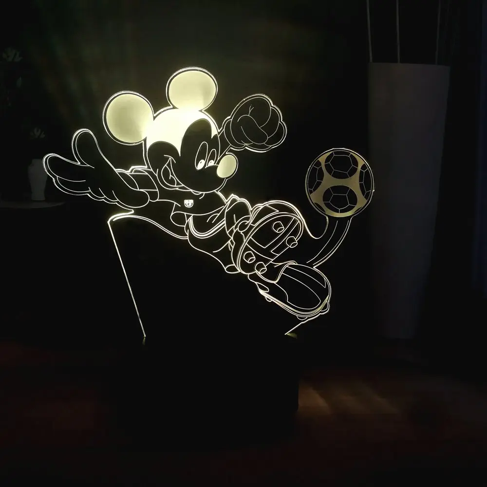 3D детская Ночная лампа с Микки-Маусом игрушечная мышь футбол Dream Master USB в виде героя мультфильма мини сенсорный цветной светодиодный ребенка свет украшения