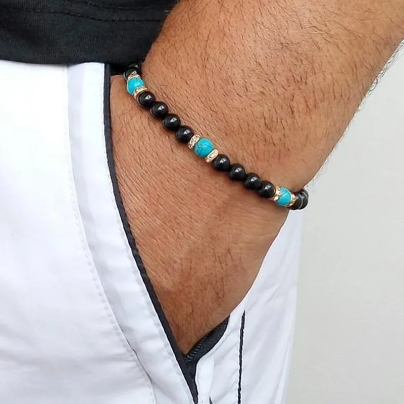 

Мужской классический браслет с бусинами, простой браслет 6 мм с бусинами из камня, очаровательные браслеты для мужчин, ювелирные изделия в п...