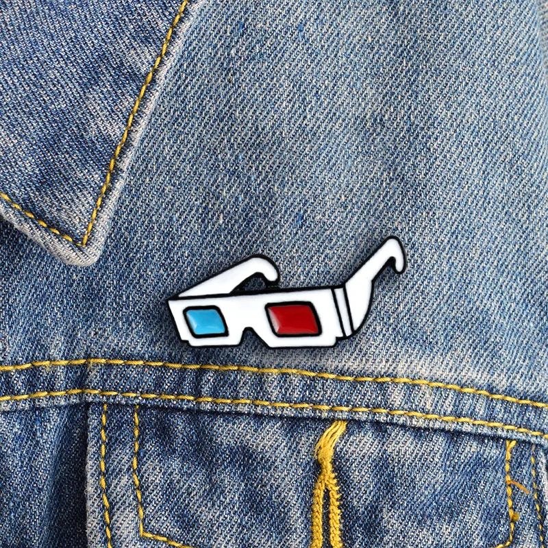 Мультфильм очки брошь 3D красные синие линзы эмаль Pin Butto значок для девочек