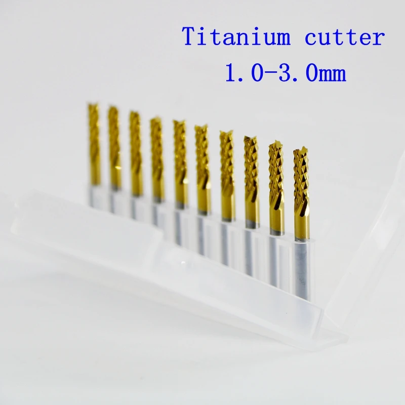 

10pcs1.0-3.0High Qualtiy Tungsten Steel Titanium Coat Carbide Mill Engraving Bits Cnc Pcb Rotary Burrs Milling Cutter Drill Bit