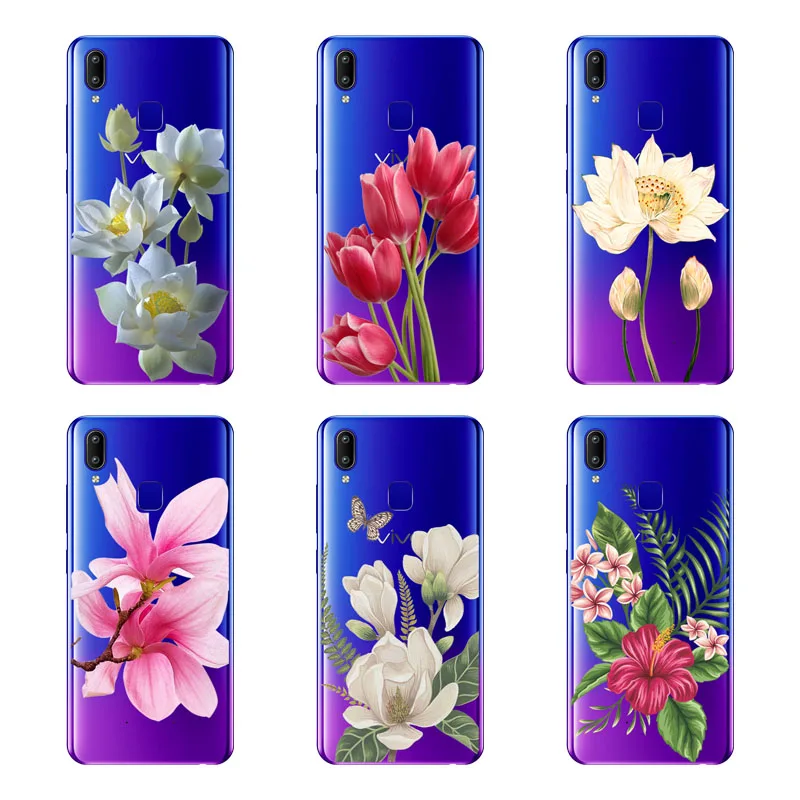 ДЛЯ vivo Y95 Y91 чехол силиконовая задняя крышка-Чехол черный живописи цветок мягкая