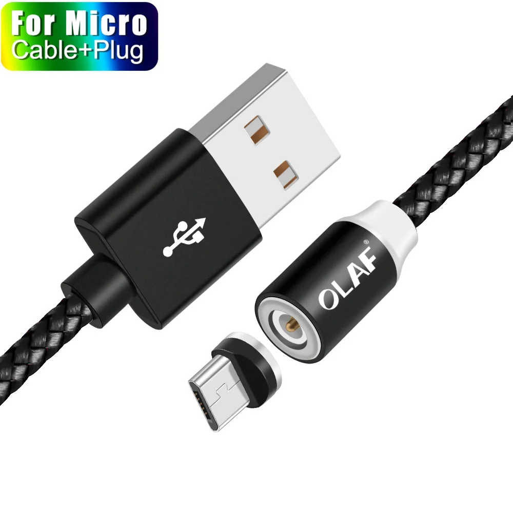 Магнитный кабель Олаф 1 м 2 м Micro usb type C кабель для быстрой зарядки USB C магнитное зарядное устройство для samsung S10 S9 Xiaomi Mi9 iPhone X 8 7 - Цвет: Micro USB Cable