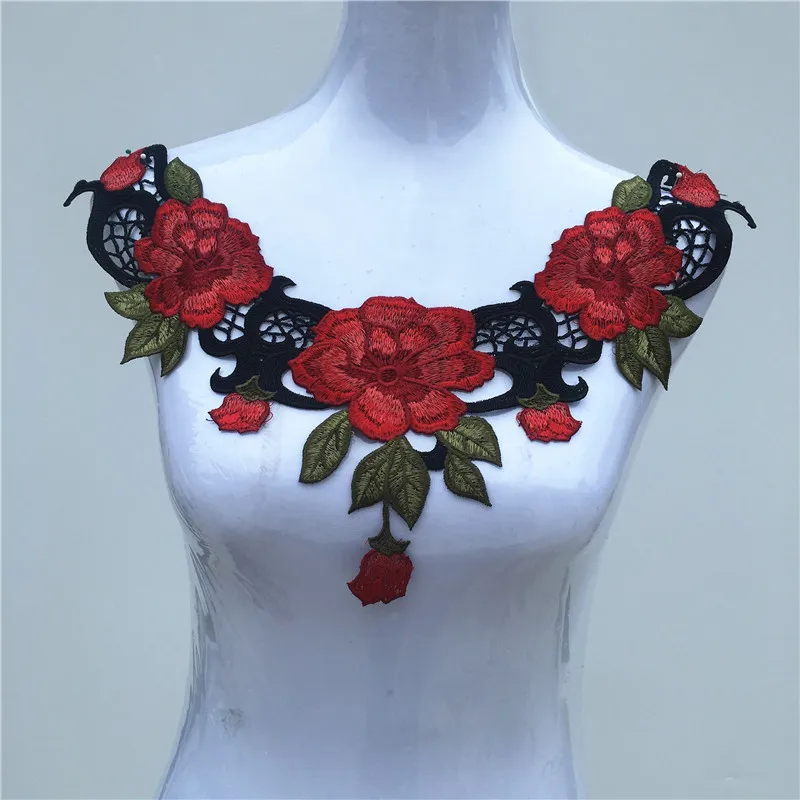 1 шт. красная серия кружевное платье аппликация мотив блузка швейная отделка