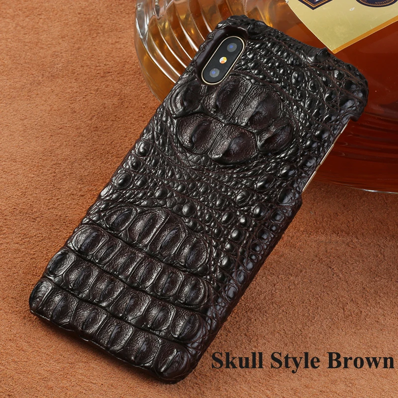 brown Натуральная крокодиловая кожа чехол для телефона для iphone XR 11 11 Pro Max X XS Max чехол для iphone 7 8 6 Plus 6S 5 se роскошный Marvel - Цвет: brown