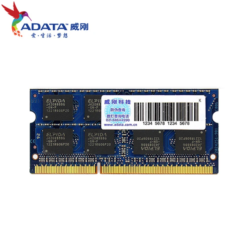 ADATA DDR3 DDR3L 2 ГБ 4 8 1600 МГц оперативная память SO DIMM 204 pin 1333 для Lenovo ThinkPad SONY Acer SAMSUNG HP