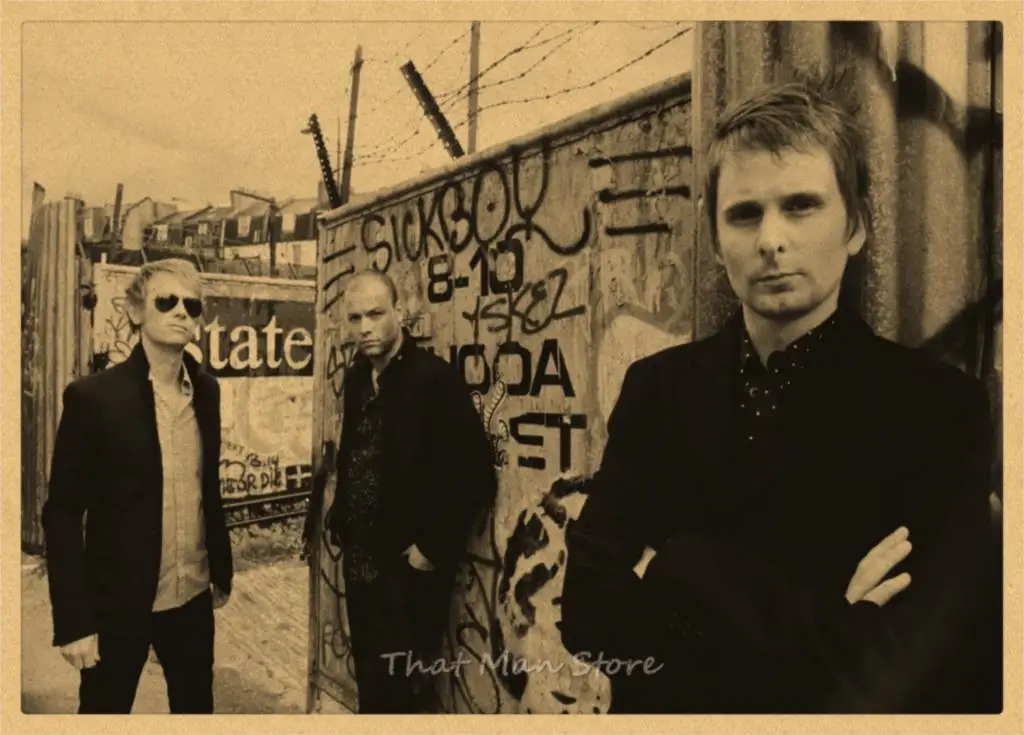 Muse poster.muse rock music vintage retro poster kraft paper decorative wall sticker - Цвет: Синий