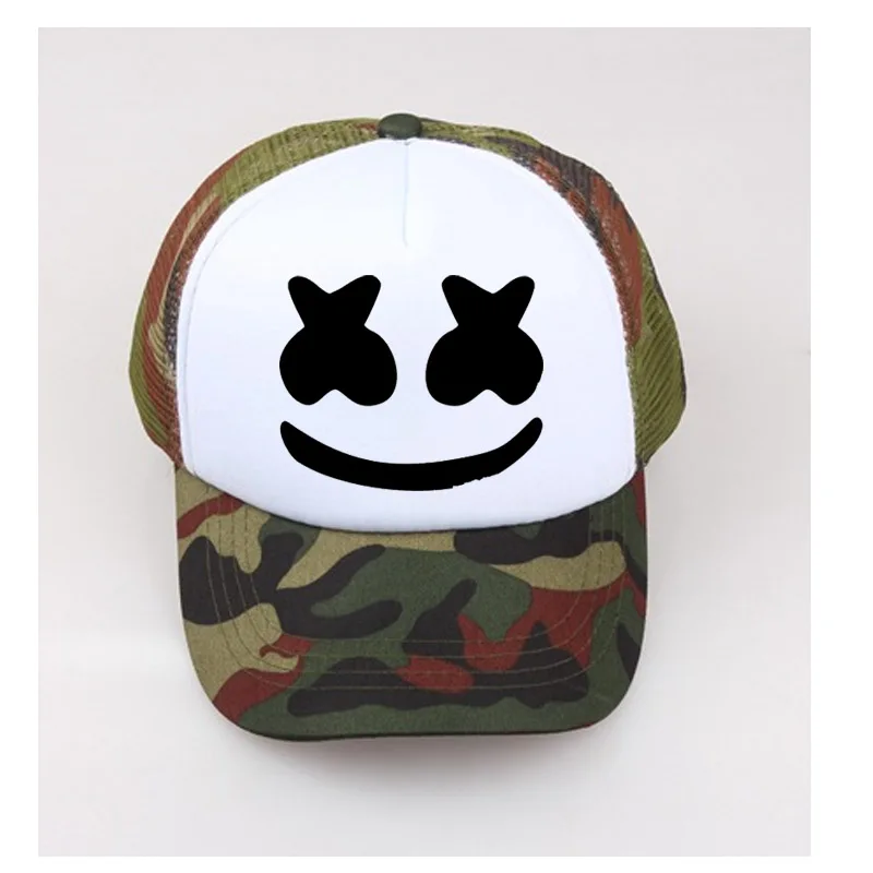 Кепка с мордочкой Marshmello, детская бейсболка, Кепка Для Взрослых, солнцезащитная Кепка s, мужские летние черные шапки, регулируемый размер, Детская/унисекс сетчатая Кепка, логотип на заказ