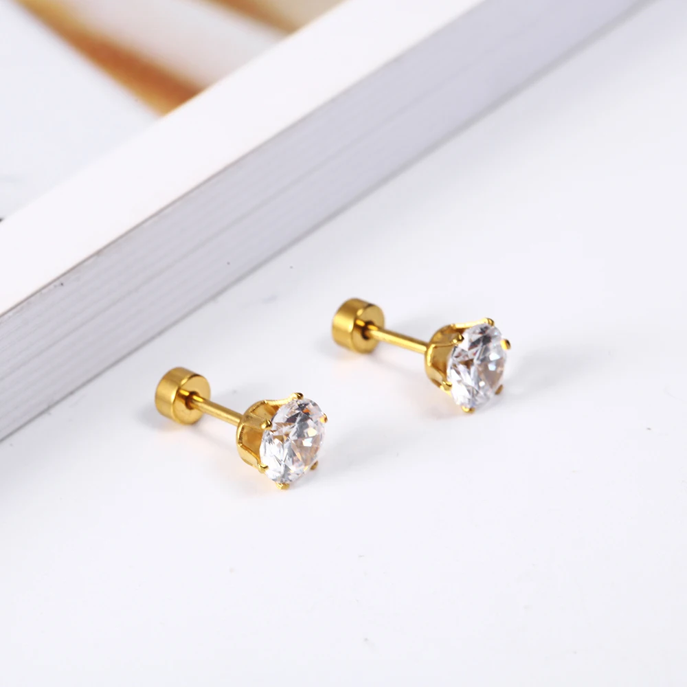 OUFEI Stud Earrings For Women Blue Fine Jewelry Accessories Stainless Steel Woman Vogue 2019 Charm Bohemian | Украшения и