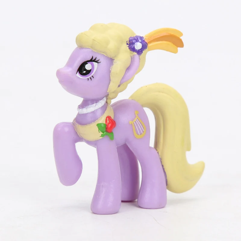yellow hair purple 1 шт. игрушки My Little Pony Mini Pony ПВХ фигурки героев дискорд Радуга Дэш сумеречные искорки Спайк Пинки Пай DJ Pon-3 игрушки куклы - Цвет: yellow hair purple