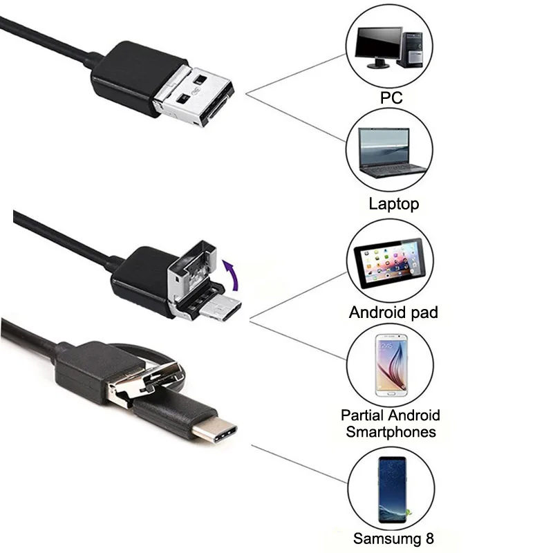 Эндоскоп для смартфонов эндоскоп Android камера 5 мм осмотра IP67 водонепроницаемая