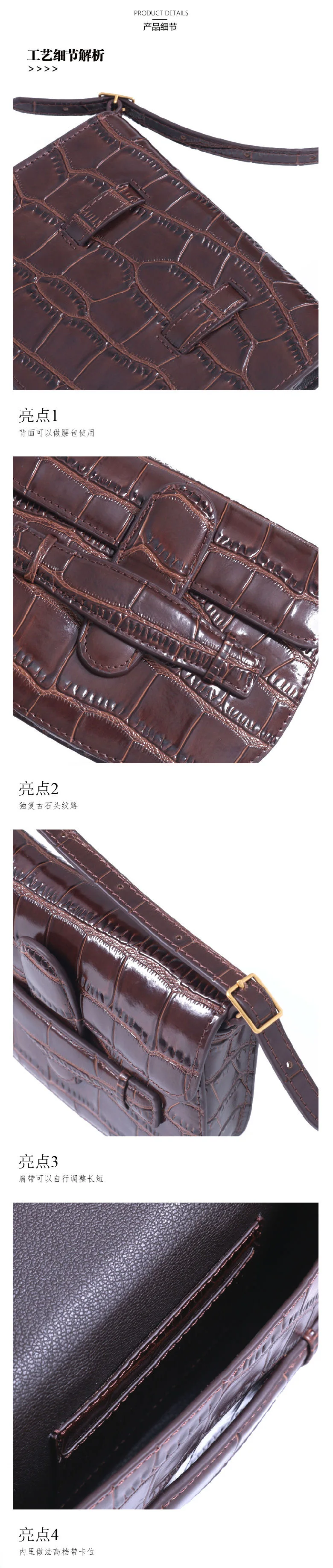 Vintage women saddle women handbag fashion messenger bags genuine leather Alligator bag