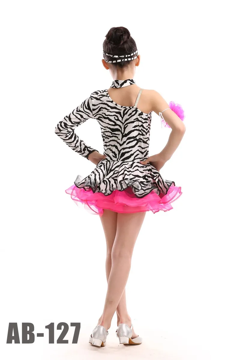 Sexy Plus Size Zebra Long Sleeves Dancing Clothing Girl Kids Competition Latin Dance Dress Ballroom Tango Rumba Salsa Costumes |