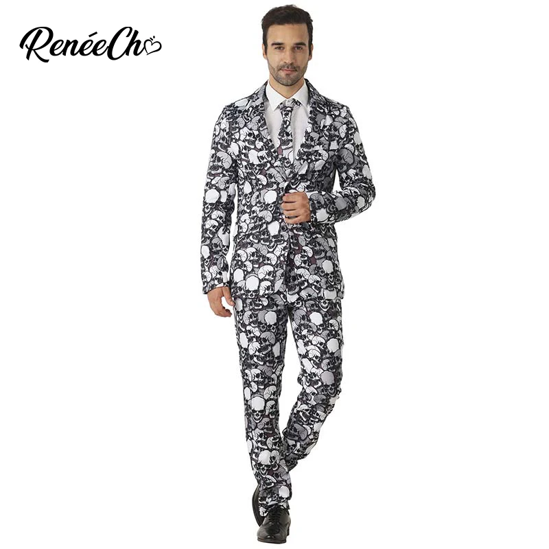 Crazy Suit костюм на хэллоуин для взрослых мужской скелет Skulleton участия в