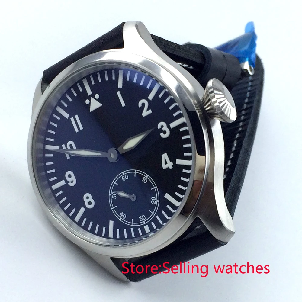 Мужские часы с черным циферблатом parnis 47 мм синим светом 6498|watch men|watch men watchwatch watch |