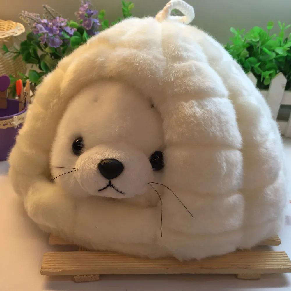 

Candice guo! super cute plush toy cartoon small seal sea dog sea lion with house hole nest stuffed doll girls birthday gift 1pc