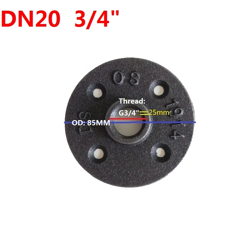 5 шт./лот античное литье чугуна фланцы базовый кронштейн для G3/4 &quotDN20 резьба id25 мм