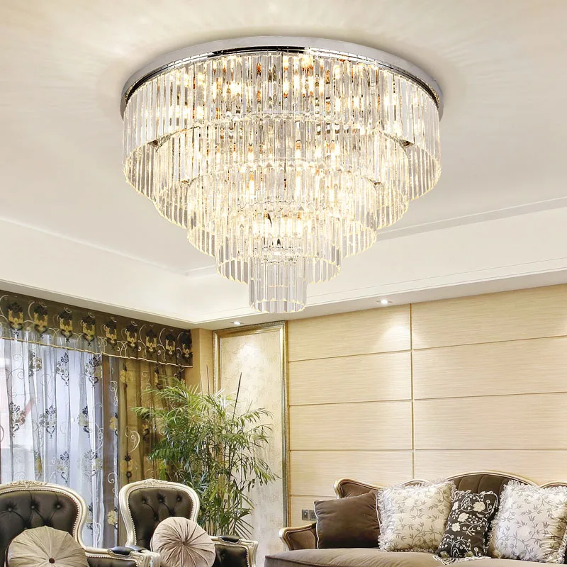 Роскошная хрустальная лампа в стиле постмодерн светодиодный круглый потолочный