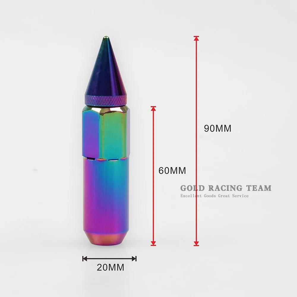 GRT 60 мм Neo Chrome колеса автомобиля Гайки 12x1.5/1.25 рифлёная wtih шип болты Гайки|lug nuts|wheel