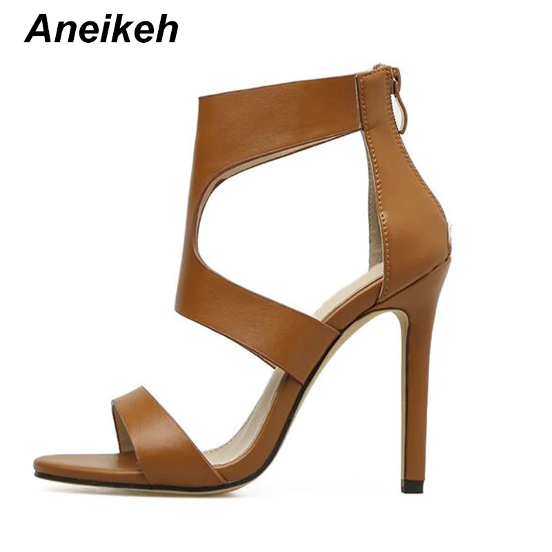 Aneikeh новинка 2019 года остроносые сандалии из искусственной кожи на высоком