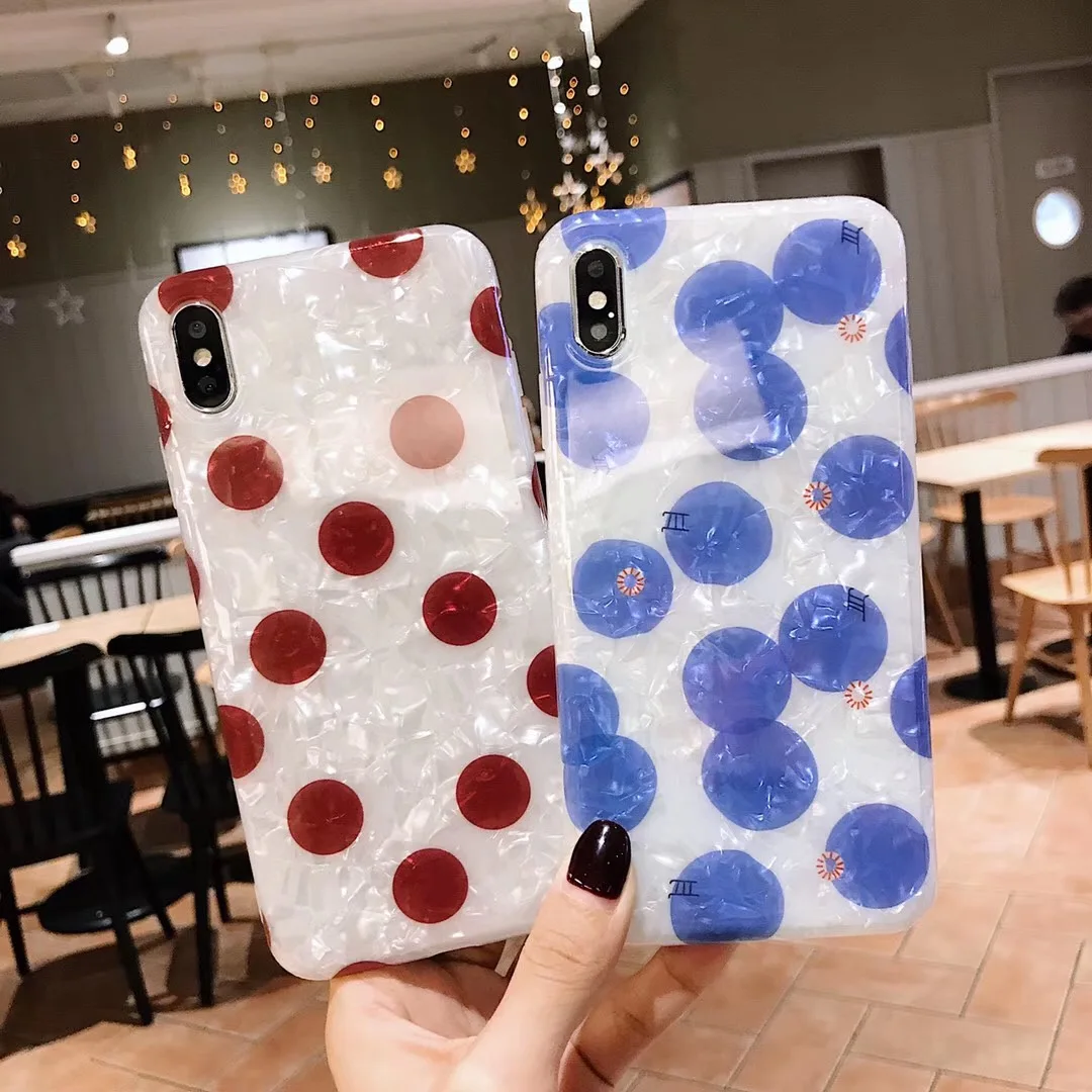 Модные черники корпус чехол для iPhone X XS MAX XR 6 S 7 8plus волновой точки блестящие мягкие