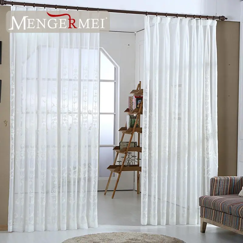 MENGERMEI белые прозрачные шторы с вышитыми цветами оконные экраны европейский стиль