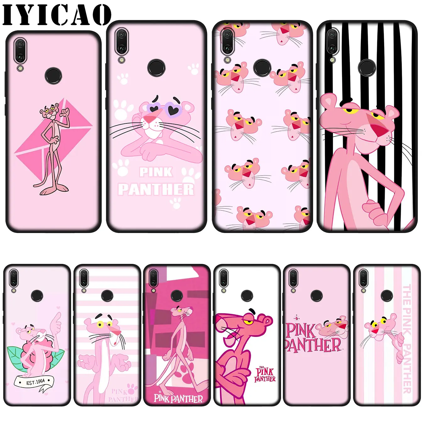 Корейский мягкий чехол IYICAO розовой Пантеры для Huawei P20 Pro P10 P8 P9 P30 Lite Mini 2017 P Smart 2019