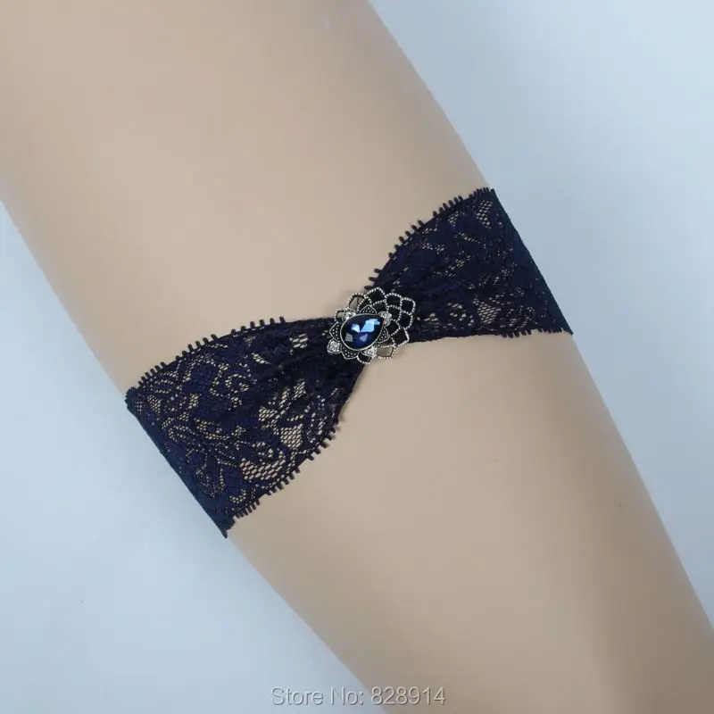 Новое поступление оригинальный дизайн темно-синие свадебные кружевные подвязки