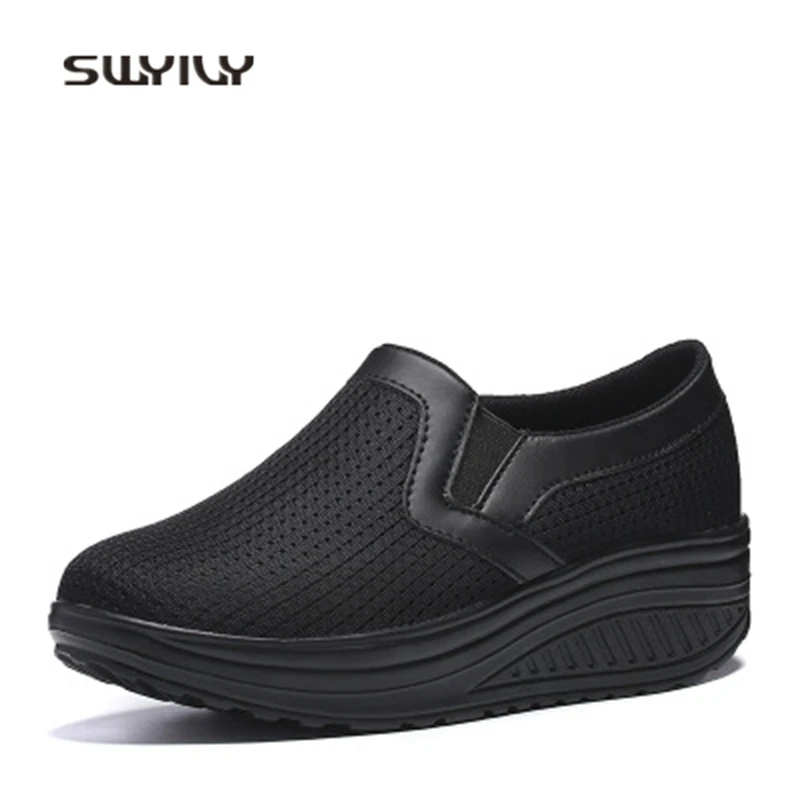 SWYIVY/Женская Тонизирующая обувь большие Size35 43 сетчатая дышащая на толстой подошве