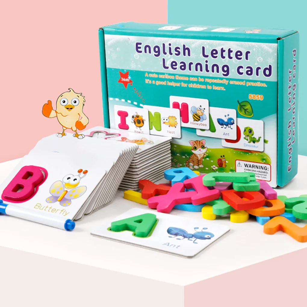 Kids Alphabet Letter Learning Cards Set 26 English Letters Spelling Card Baby Preschool Early Word Cognitive Toys | Игрушки и хобби
