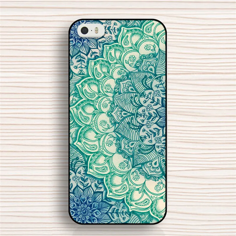 Зеленый племенной листья ацтеков защитная крышка телефона чехол для 5 5S высокое