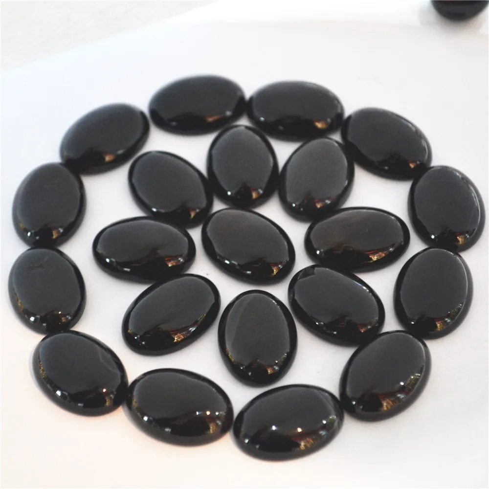 

Wholesale 13x18MM Natural Stone Oval Shape Cab Cabochon Black Onyx Stone Beads For Jewelry Making DIY Bead 30Pcs Free Shipping