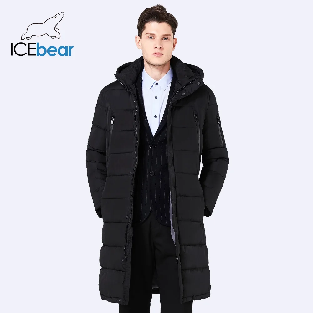 ICEbear Сезон Зима 2016 Для мужчин длинное пальто изысканный рука карман одноцветное