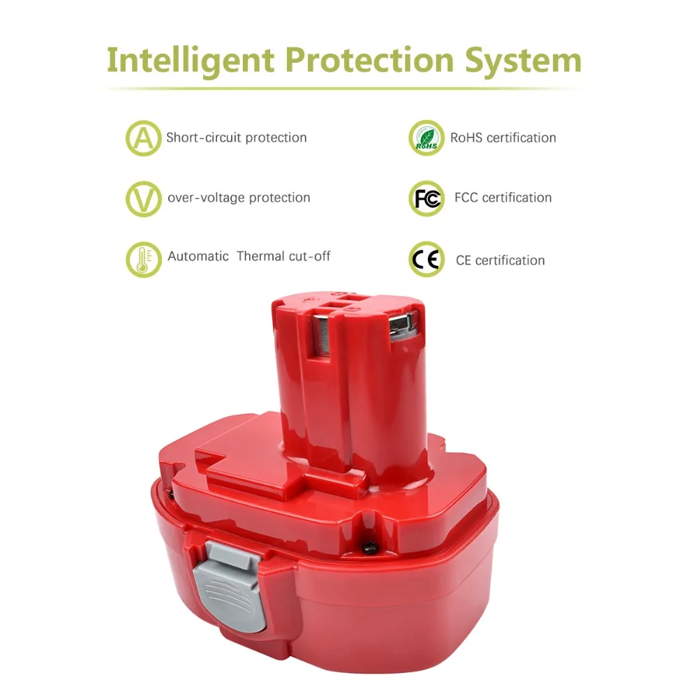 Powtree 2 шт. 2000 мАч 18 аккумуляторы Ni-CD Ni для MAKITA 1822 Перезаряжаемые Батарея 1822 1823 1834 1835 192827-3 822 PA18 5620DWA 5036DA ML183