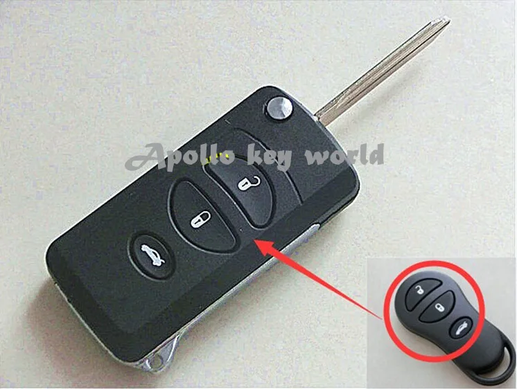 Откидной складной чехол для Chrysler Jeep Grand Cherokee Wrangler Dodge ключей с 3 кнопками 2