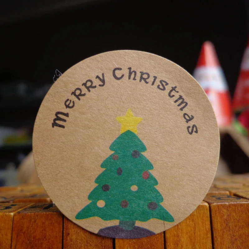 1200 шт./лот наклейки ручной работы Merry Christmas для самостоятельной сборки с деревьями