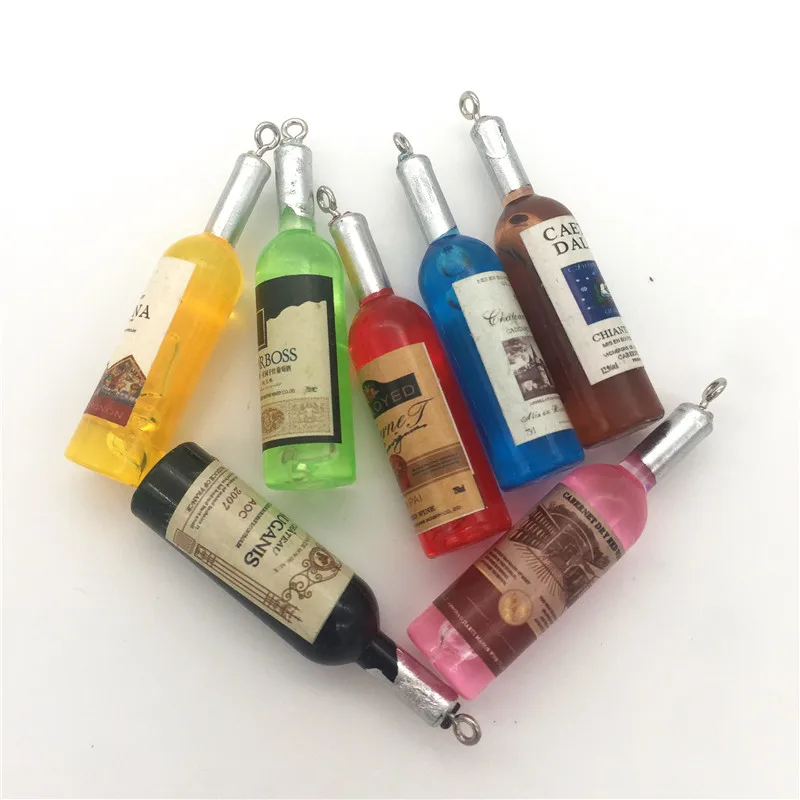 Wine bottle Давайте начать! Милая миниатюрная бутылка, бутылки вина/Саке/воды, 3D winebottle для праздника брелок и украшение серьги - Цвет: Wine bottle