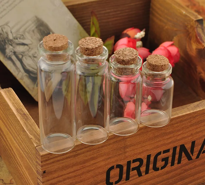 Маленький прозрачный пустой стеклянный флакон с пробковой пробкой 1 шт. 40 мм 50 60 70