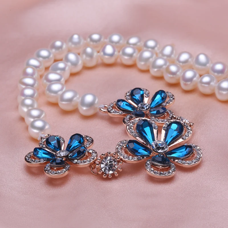 Женское ожерелье из серебра 925 пробы с натуральным пресноводным жемчугом 8 9