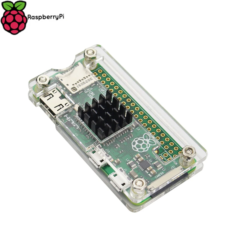 Акриловый чехол Raspberry Pi Zero с радиатором прозрачный черный корпус синяя коробка