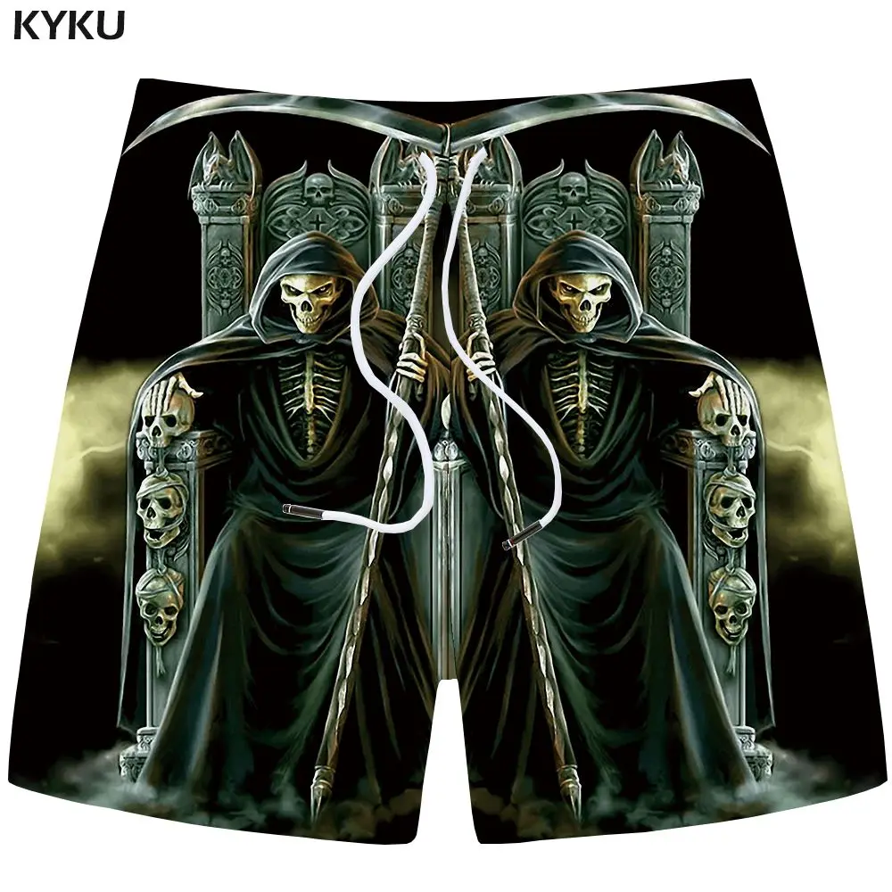 Mens Shorts 09 KYKU шорты с черепом, мужские повседневные шорты, пляжные механические джоггеры, серые мужские шорты-карго с 3d принтом, летние модные мужские шорты - Цвет: Mens Shorts 09