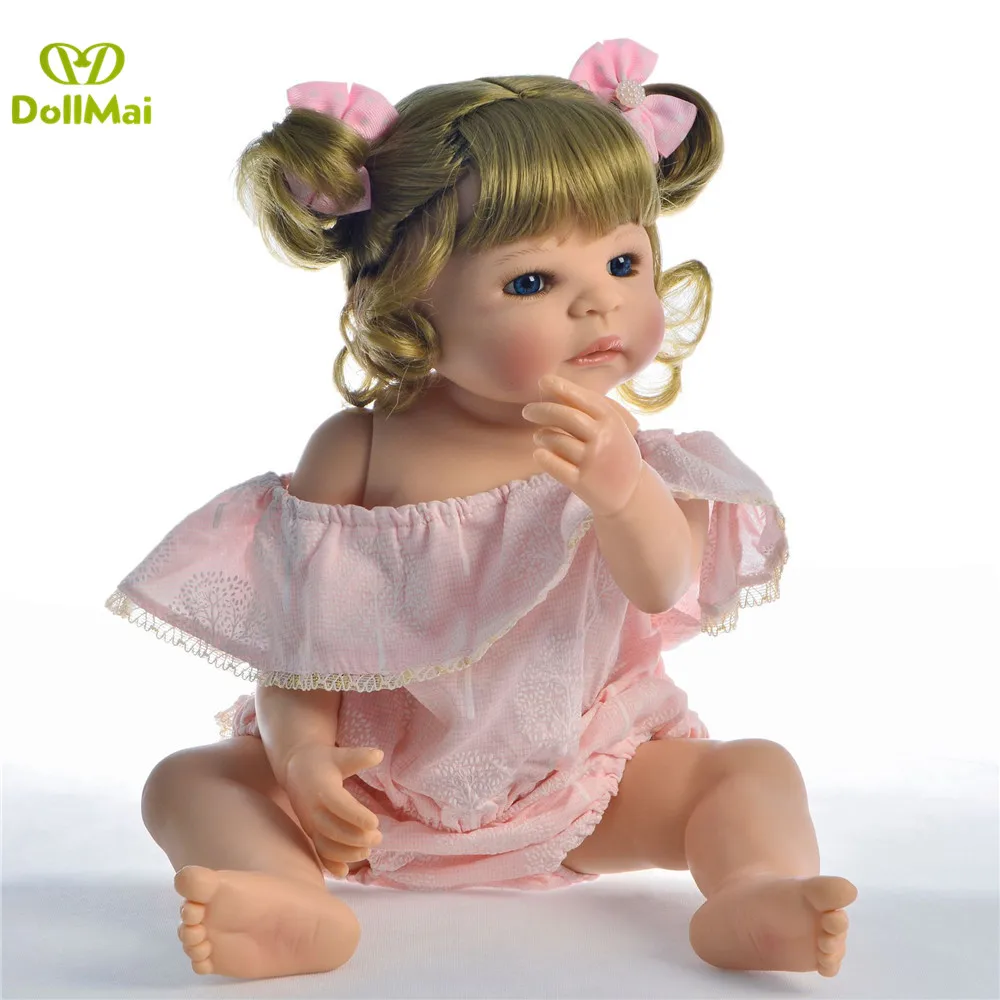 55 см милая блондинка принцесса силиконовая кукла для новорожденных игрушки