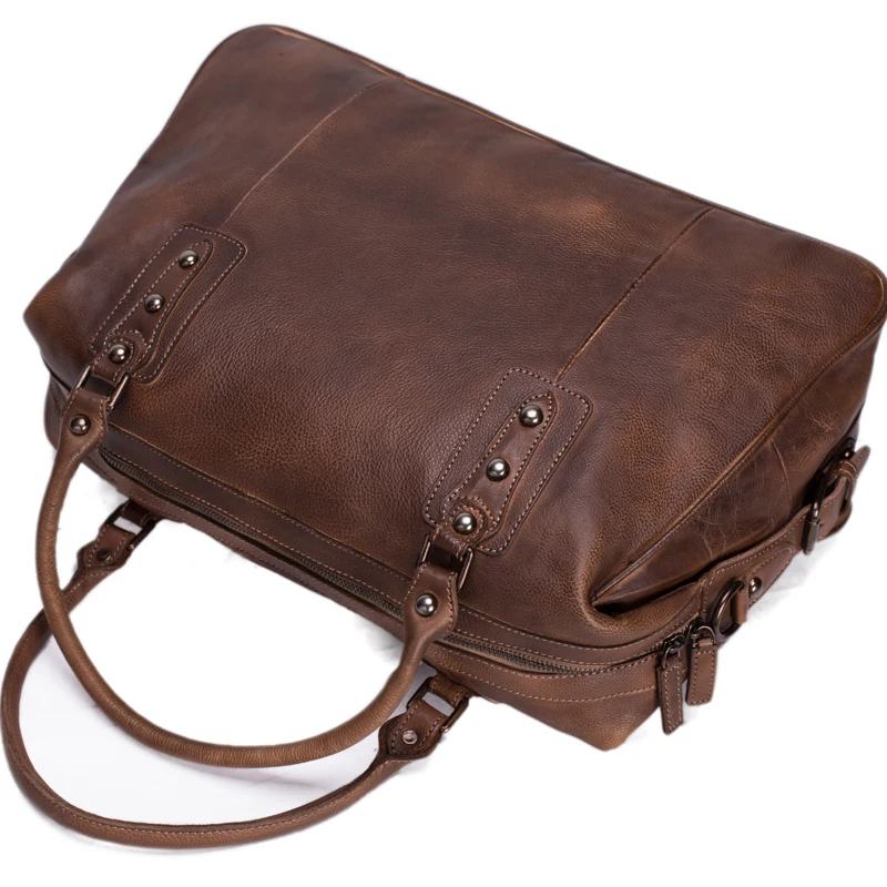 ROCKCOW растительного дубления кожаная дорожная сумка в винтажном стиле вещевой