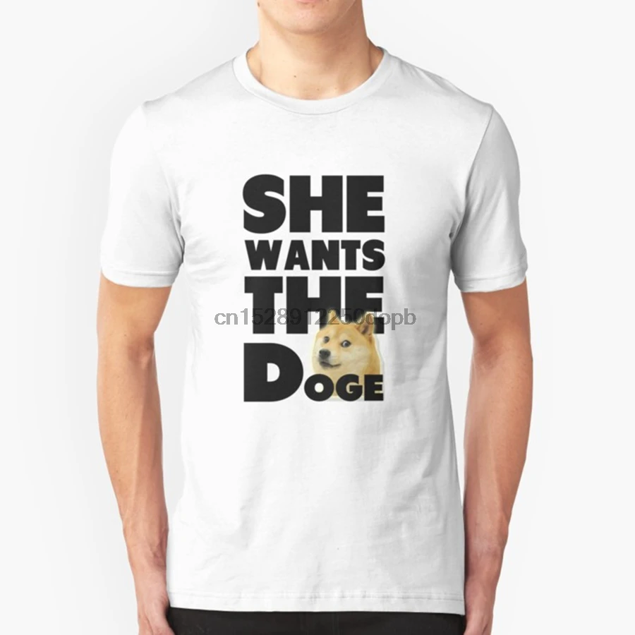 Забавный дизайн футболки смешная футболка She want The Doge собака человек