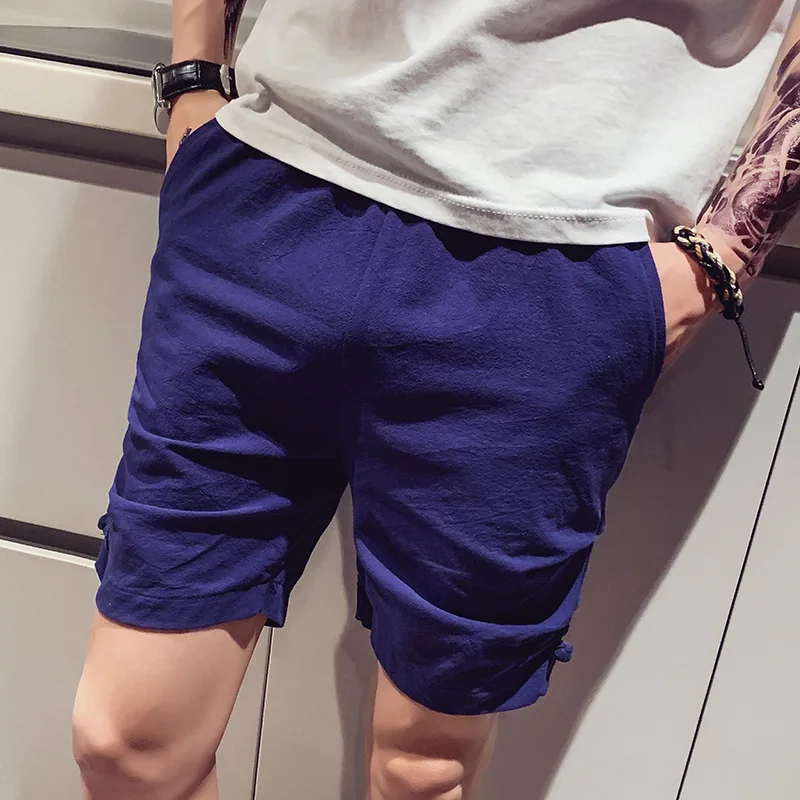 Шорты мужские хлопково-льняные Джоггеры в стиле Харадзюку уличная одежда